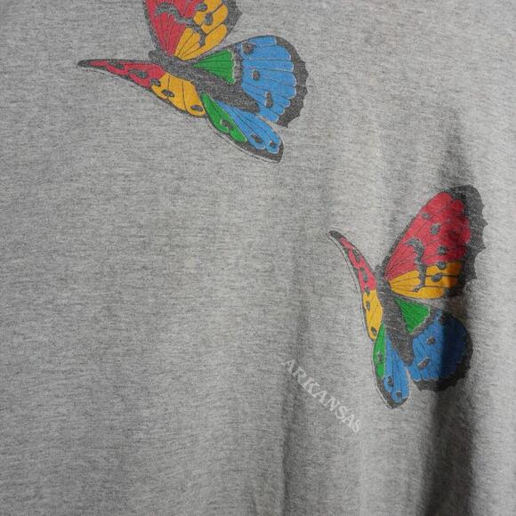 Rainbow Butterflies Alabama Gray T Shirt Tee Sz L Hippie Pride Retro Vintage? - Picture 2 of 7